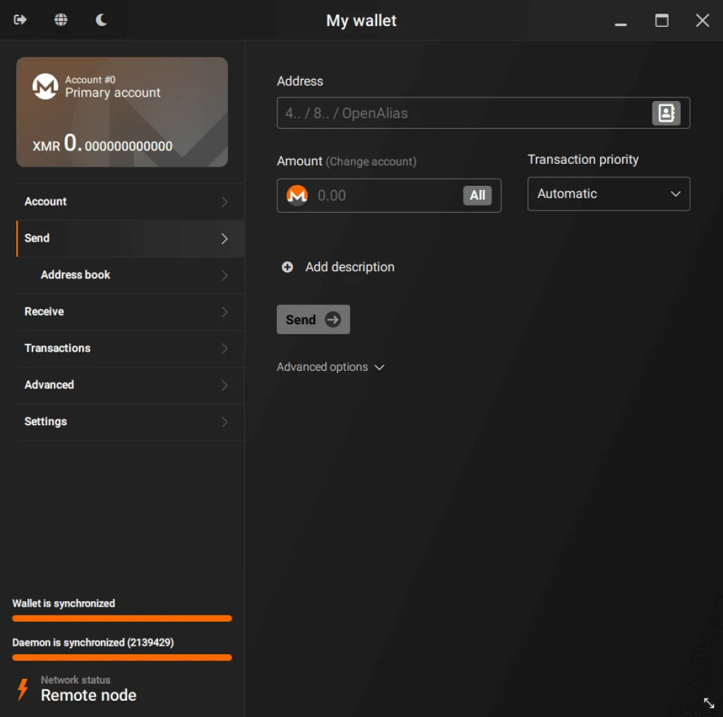 GUI кошелёк Monero